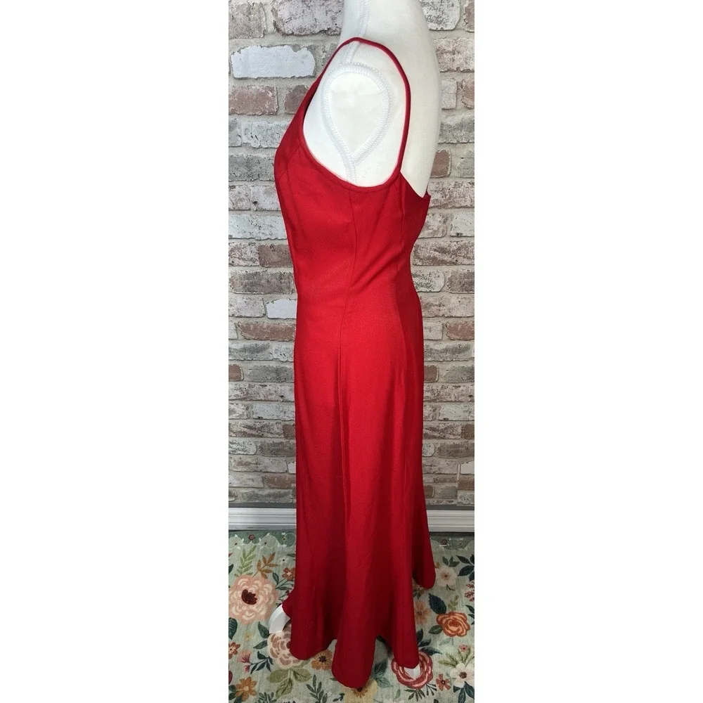 Vintage 1990's Jessica McClintock Red Prom Gown Rhinestone Neckline Sz 9/10‎